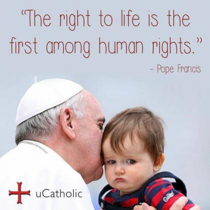 教宗方济各非常关注道德。图为去年教廷做的反对堕胎、关怀儿童的海报。