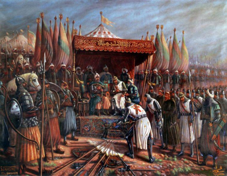 历史上著名的1187年 耶路撒冷王国十字军被伊斯兰的萨拉丁击败。
